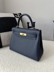 Kelly 28cm Togo Calfskin Leather CC73 Bleu Saphir Sapphire Blue Gold Hardware