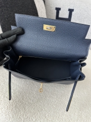 Kelly 28cm Togo Calfskin Leather CC73 Bleu Saphir Sapphire Blue Gold Hardware