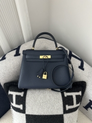 Kelly 28cm Togo Calfskin Leather CC73 Bleu Saphir Sapphire Blue Gold Hardware