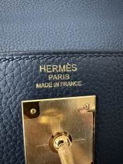 Kelly 28cm Togo Calfskin Leather CC73 Bleu Saphir Sapphire Blue Gold Hardware