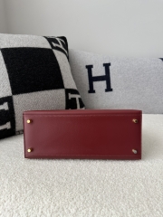 Kelly 28cm Box Calfskin Leather K1 Rouge Grenade Pomegranate Red Gold Hardware