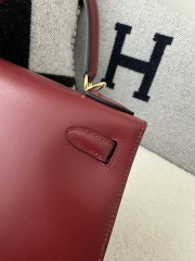 Kelly 28cm Box Calfskin Leather K1 Rouge Grenade Pomegranate Red Gold Hardware