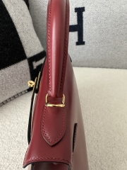 Kelly 28cm Box Calfskin Leather K1 Rouge Grenade Pomegranate Red Gold Hardware