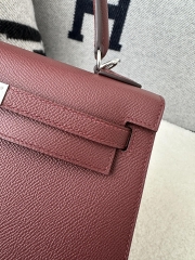 Kelly 25cm Epsom Textured Calfskin Leather CC55 Rouge H Hermès Red Silver Hardware