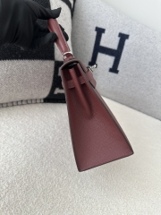 Kelly 25cm Epsom Textured Calfskin Leather CC55 Rouge H Hermès Red Silver Hardware