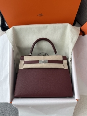 Kelly 25cm Epsom Textured Calfskin Leather CC55 Rouge H Hermès Red Silver Hardware