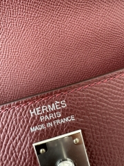 Kelly 25cm Epsom Textured Calfskin Leather CC55 Rouge H Hermès Red Silver Hardware