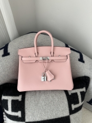 Birkin 25cm Swift Calfskin Leather 3Q Rose Sakura Pink Silver Hardware