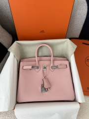 Birkin 25cm Swift Calfskin Leather 3Q Rose Sakura Pink Silver Hardware