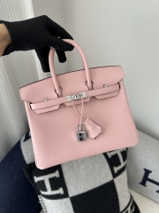 Birkin 25cm Swift Calfskin Leather 3Q Rose Sakura Pink Silver Hardware