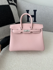 Birkin 25cm Swift Calfskin Leather 3Q Rose Sakura Pink Silver Hardware