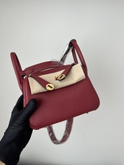 Lindy Mini TC Clemence Calfskin Leather K1 Rouge Grenade Gold Hardware