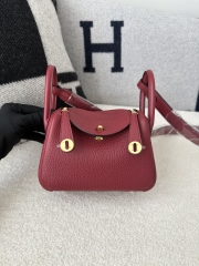 Lindy Mini TC Clemence Calfskin Leather K1 Rouge Grenade Gold Hardware