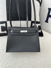 Kelly Danse 22cm Swift Calfskin Leather Black CC89 Noir Silver Hardware