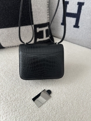 Constance 18cm HCP Matte Alligator crocodile CK89 Noir silver hardware