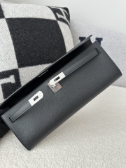 Kelly cut 31cm epsom CK89 Noir  Silver hardware