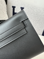Kelly cut 31cm epsom CK89 Noir  Silver hardware