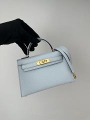 Kelly mini II epsom T0 Blue brume Gold hardware