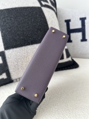 Kelly mini II touch  Shiny Alligator crocodile CC59  Raisin  9G Amethyste  Gold hardware