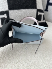 Kelly mini II epsom0 Blue brume 09 Mauve pale silver hardware