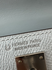 Kelly mini II epsom0 Blue brume 09 Mauve pale silver hardware