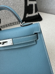 Kelly mini II epsom D2 New Blue jean silver hardware
