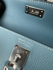 Kelly mini II epsom D2 New Blue jean silver hardware