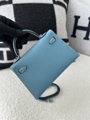 Kelly mini II epsom D2 New Blue jean silver hardware
