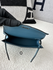 Kelly mini II epsom D2 New Blue jean silver hardware