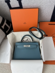Kelly mini II epsom D2 New Blue jean silver hardware