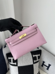 Kelly pochette 22cm  Swift X9  Mauve sylvestre  Gold hardware