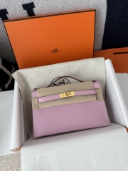 Kelly pochette 22cm  Swift X9  Mauve sylvestre  Gold hardware