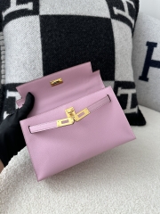 Kelly pochette 22cm  Swift X9  Mauve sylvestre  Gold hardware