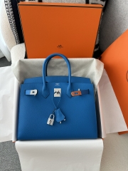 Birkin 30cm epsom  T7 Blue Hydra silver hardware