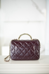 Chanel 24b Flap Bag with Chunky Chain Handle - Wine Red