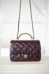 Chanel 24b Flap Bag with Chunky Chain Handle - Wine Red