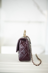 Chanel 24b Flap Bag with Chunky Chain Handle - Wine Red