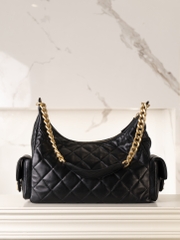 CHANEL 25cm Hobo Bag Black Gold