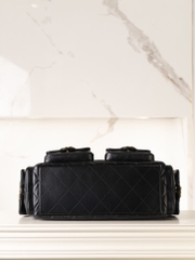 CHANEL 25cm Hobo Bag Black Gold