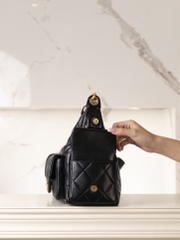 CHANEL 25cm Hobo Bag Black Gold