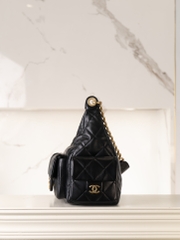 CHANEL 25cm Hobo Bag Black Gold