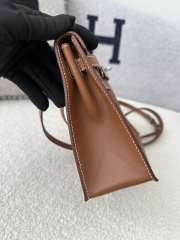 Kelly Danse 22cm Gold Brown Leather Dance Bag