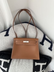 Kelly Danse 22cm Gold Brown Leather Dance Bag