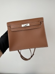 Kelly Danse 22cm Gold Brown Leather Dance Bag