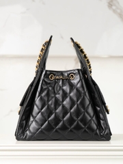 Chanel 25C Small Hobo Drawstring Bucket Bag Black Gold