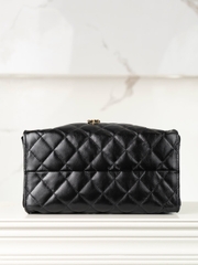 Chanel 25C Small Hobo Drawstring Bucket Bag Black Gold