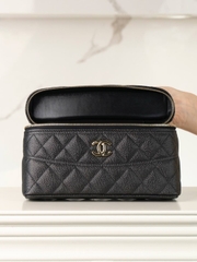 Chanel 25C Handbag Box - Litchi Leather Black Gold