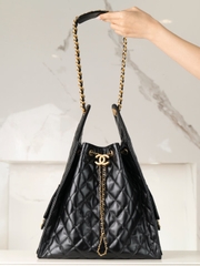 Chanel 25c Hobo Bag Black Gold Large