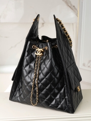 Chanel 25c Hobo Bag Black Gold Large