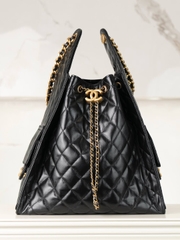 Chanel 25c Hobo Bag Black Gold Large